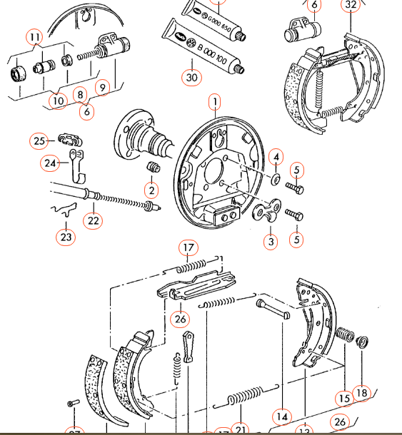 Rear drum brake adjusting wedge